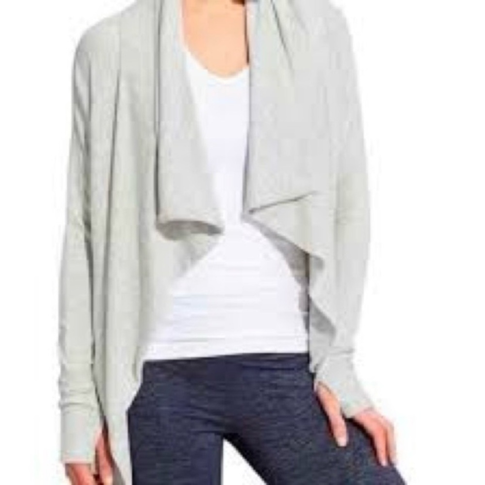 Athleta Gray Studio Wrap Magnetic Waterfall Draped Open Front Oversized Cardigan